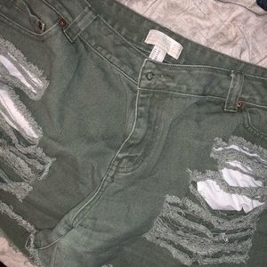 Plus Size Army Green Shorts
